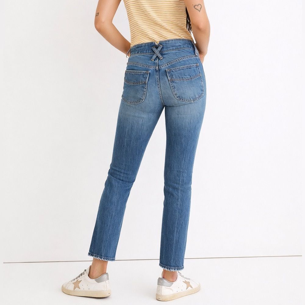 Madewell High-Rise Straight Crop Jeans in Medium Blue Denim